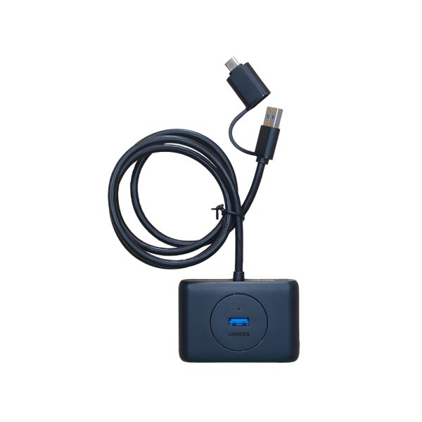 Bộ chia Ugreen USB hup 4 cổng 3.0 đen, 2 in1 , dài 1M, ( 40850 )